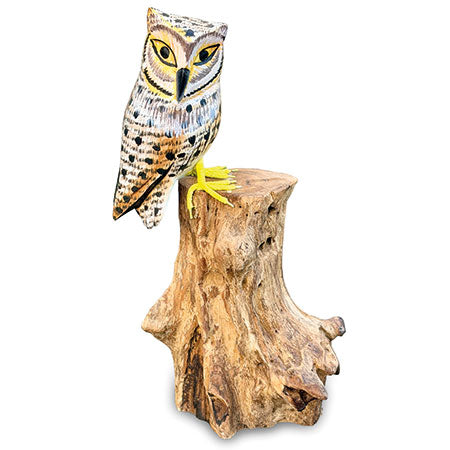 PAINTED SINGLE TAWNY OWLS 26 CM