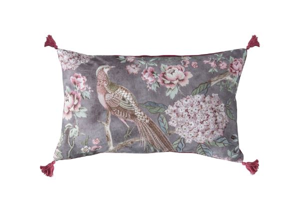 Floral Partridge Tassel Cushion