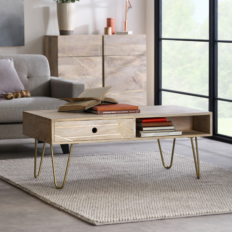 Abstract Coffee Table with Drawer