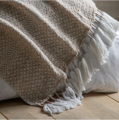 Woven Wrapped Tassel Throw