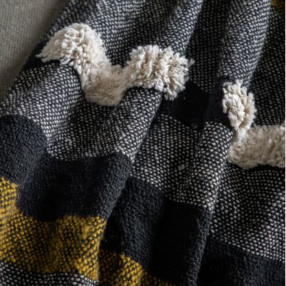 Tufted Blocks Throw with Fringe