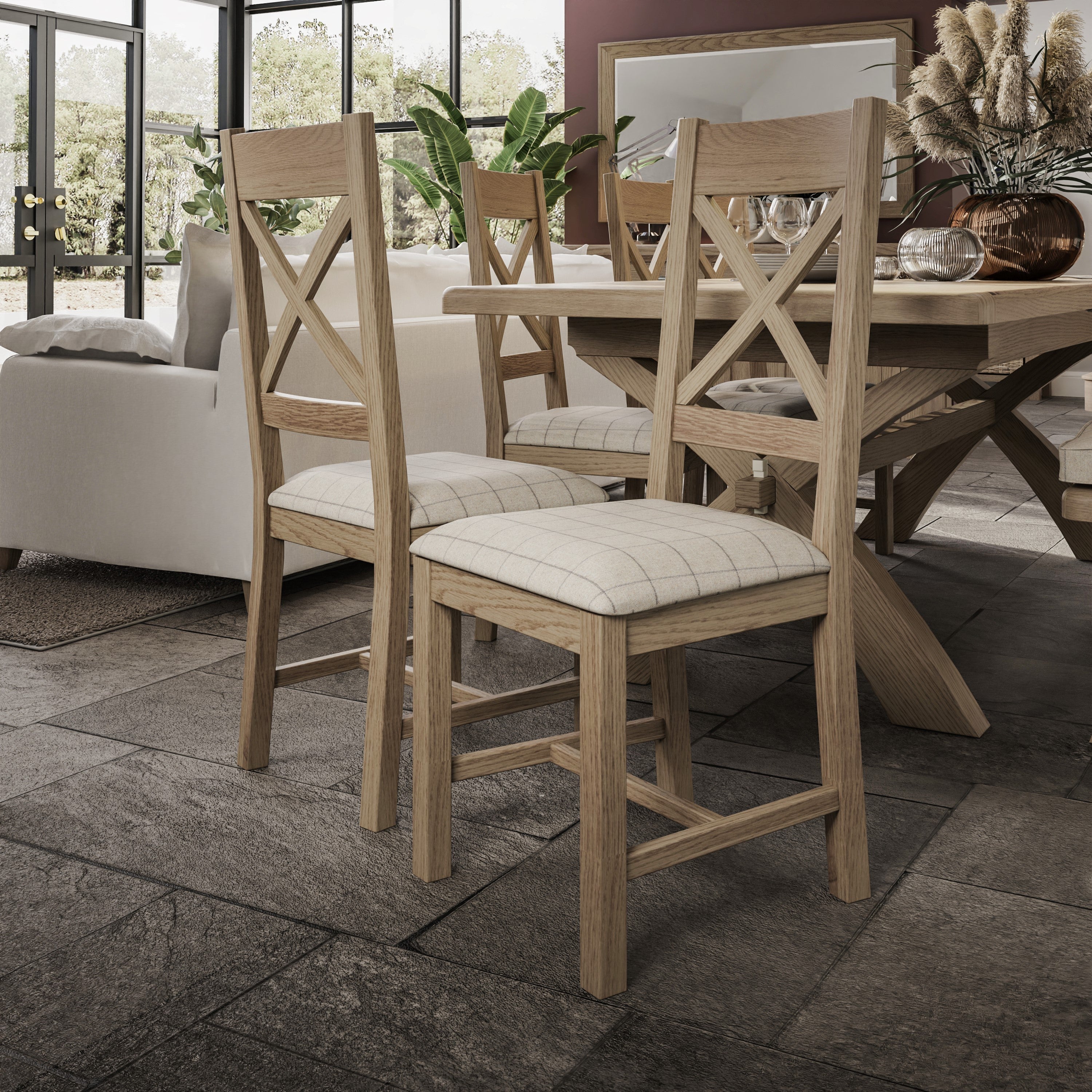 Horner Cross Back Fabric Seat Dining Chair