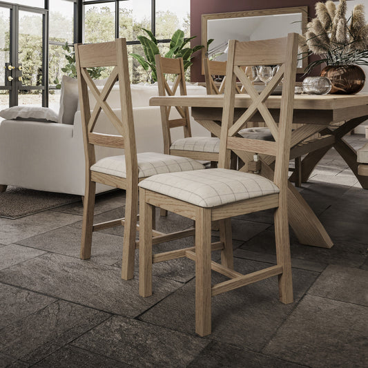 Horner Cross Back Fabric Seat Dining Chair