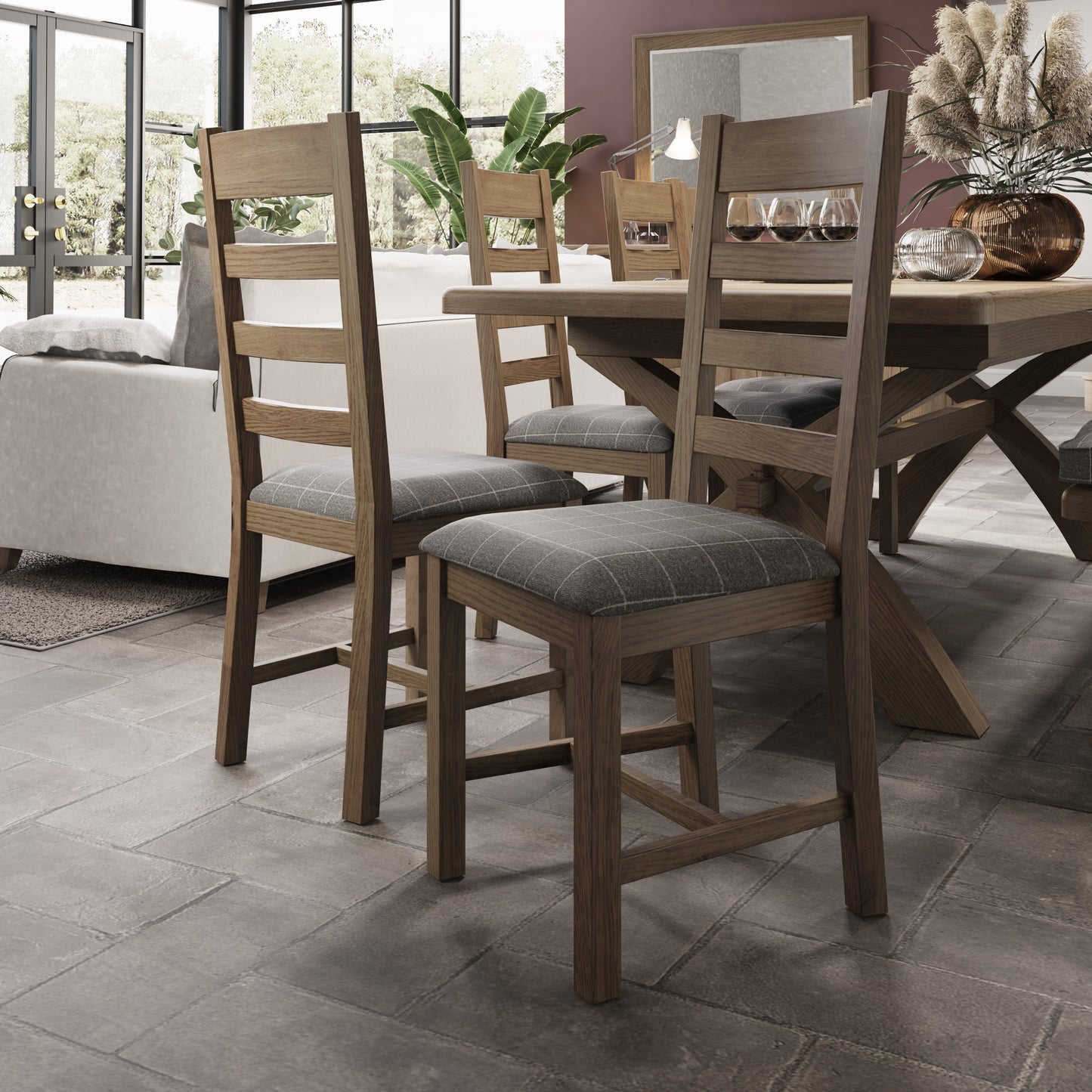 Horner Slat Back Fabric Seat Dining Chair