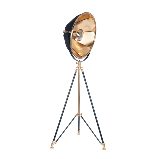 Black and Brass Large Tripod Floor Lamp