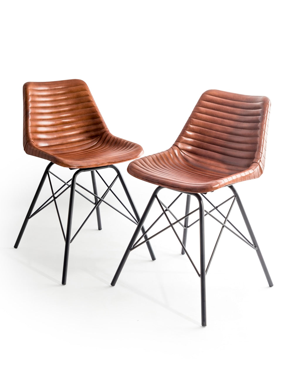 Industrial Vintage Leather & Iron Chair