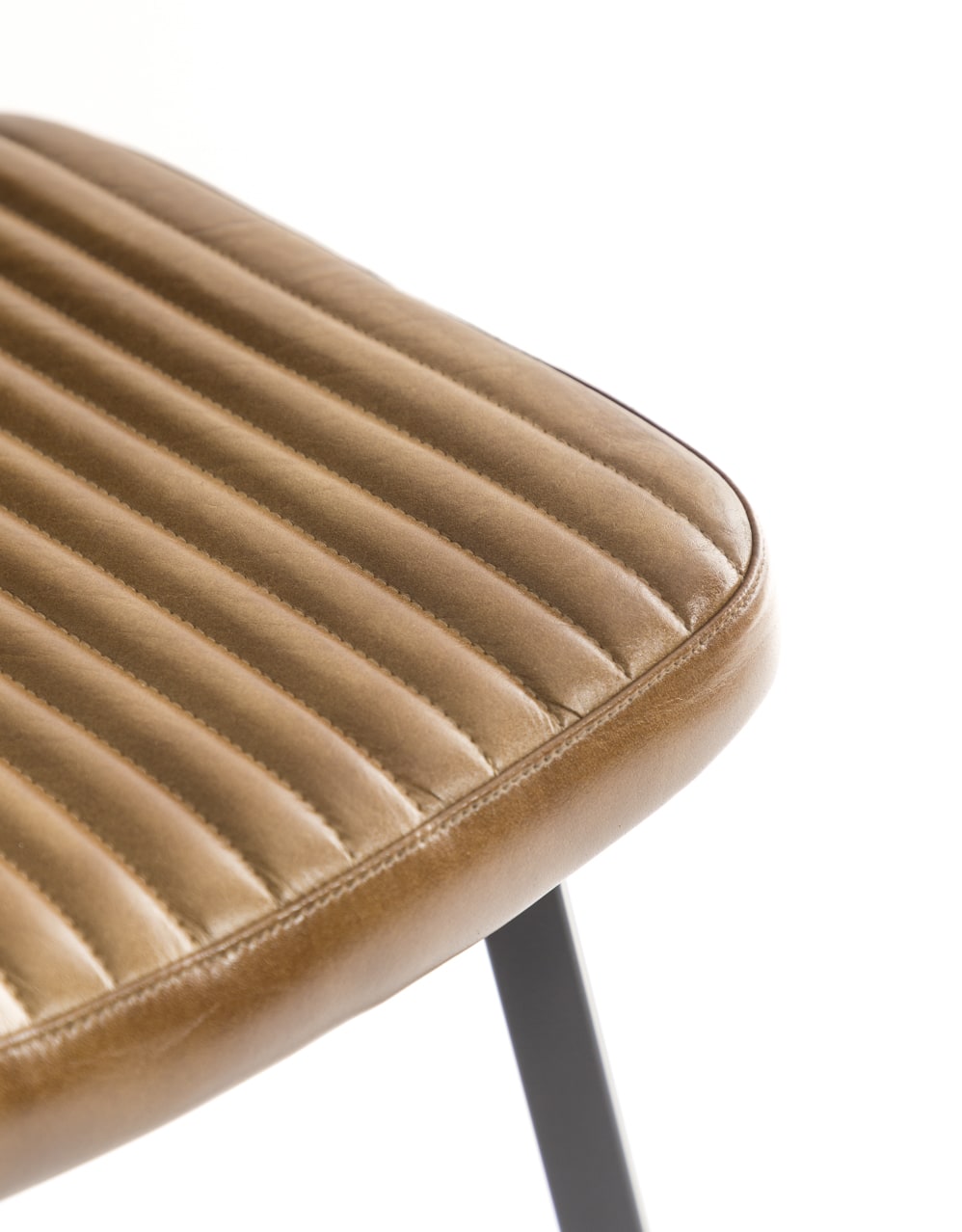Industrial Vintage Ribbed Leather & Iron Chair