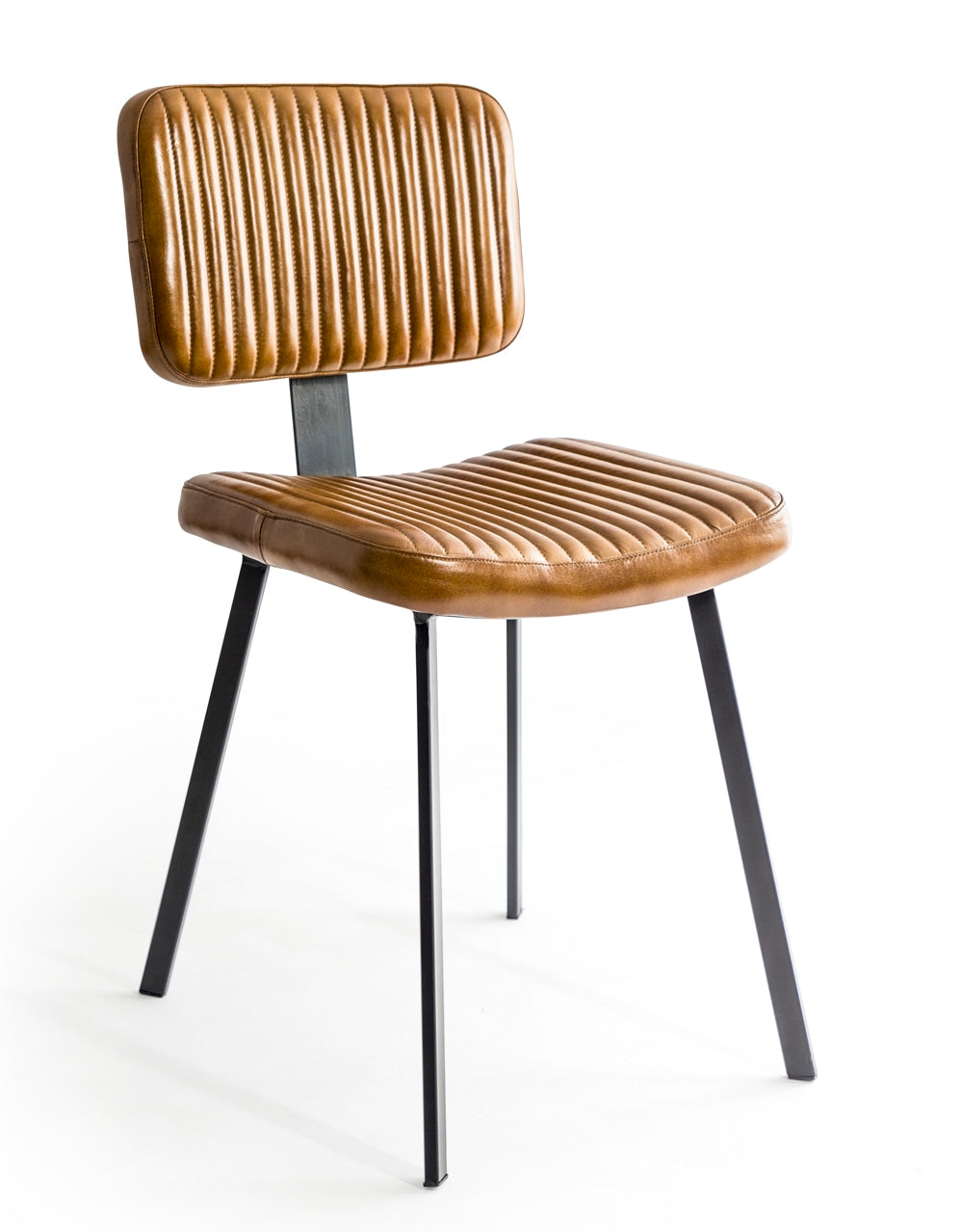 Industrial Vintage Ribbed Leather & Iron Chair