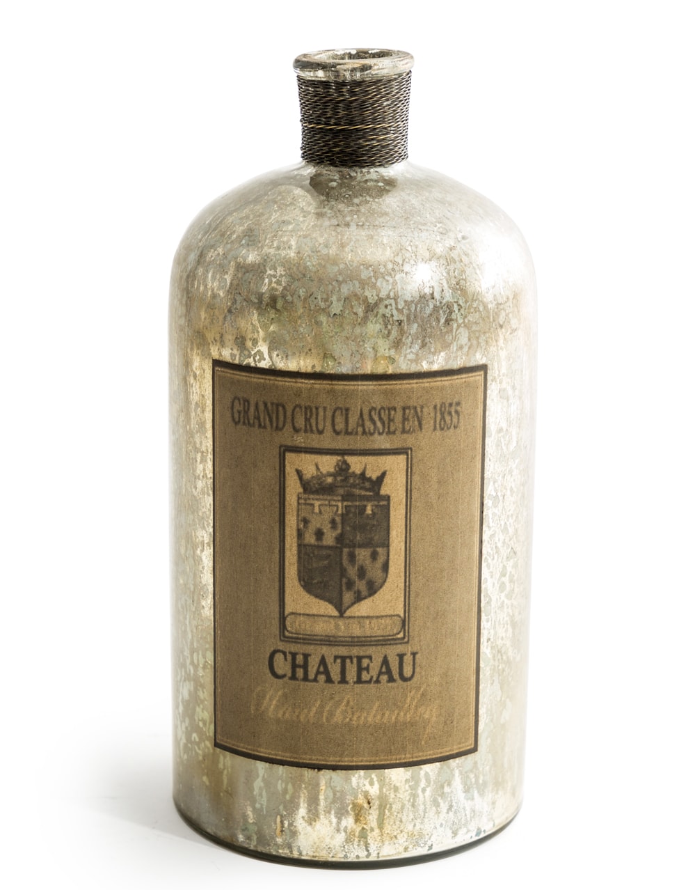 Extra Large Antique Silver Glass Bottle / Vase
