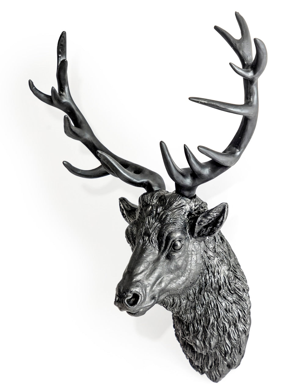 Large Matt Black Stag Wall Head
