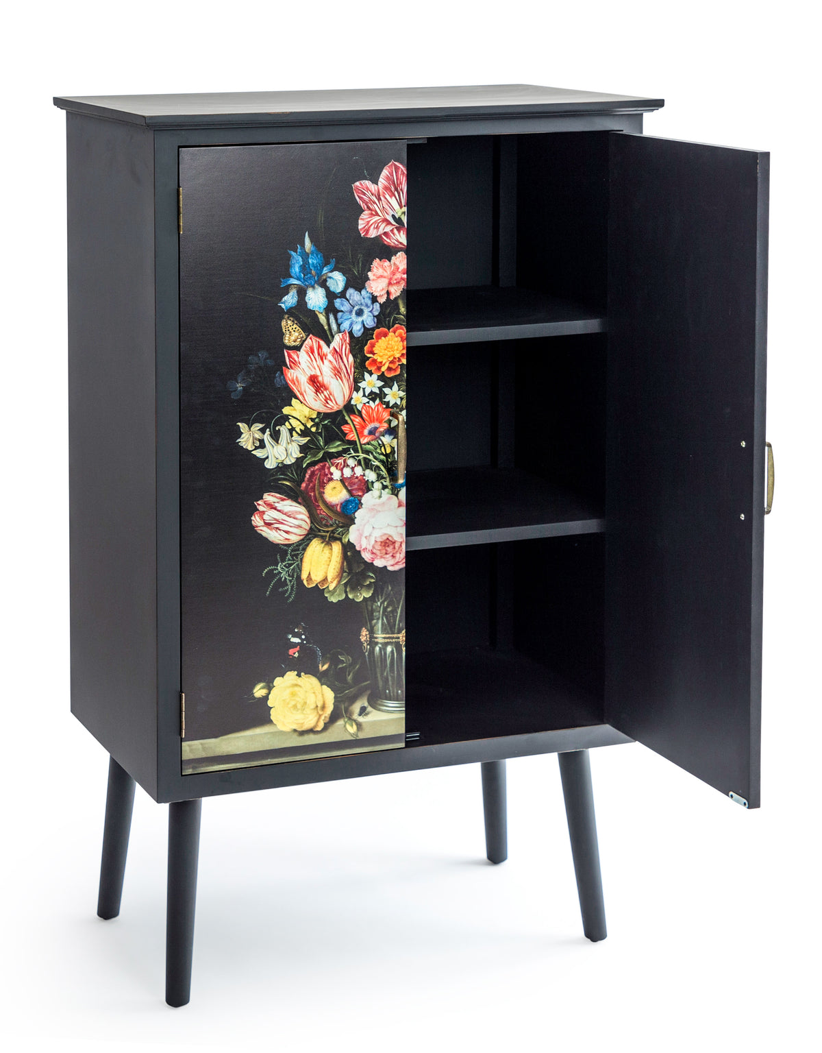 Tall Floral Bouquet Boho Side Cabinet