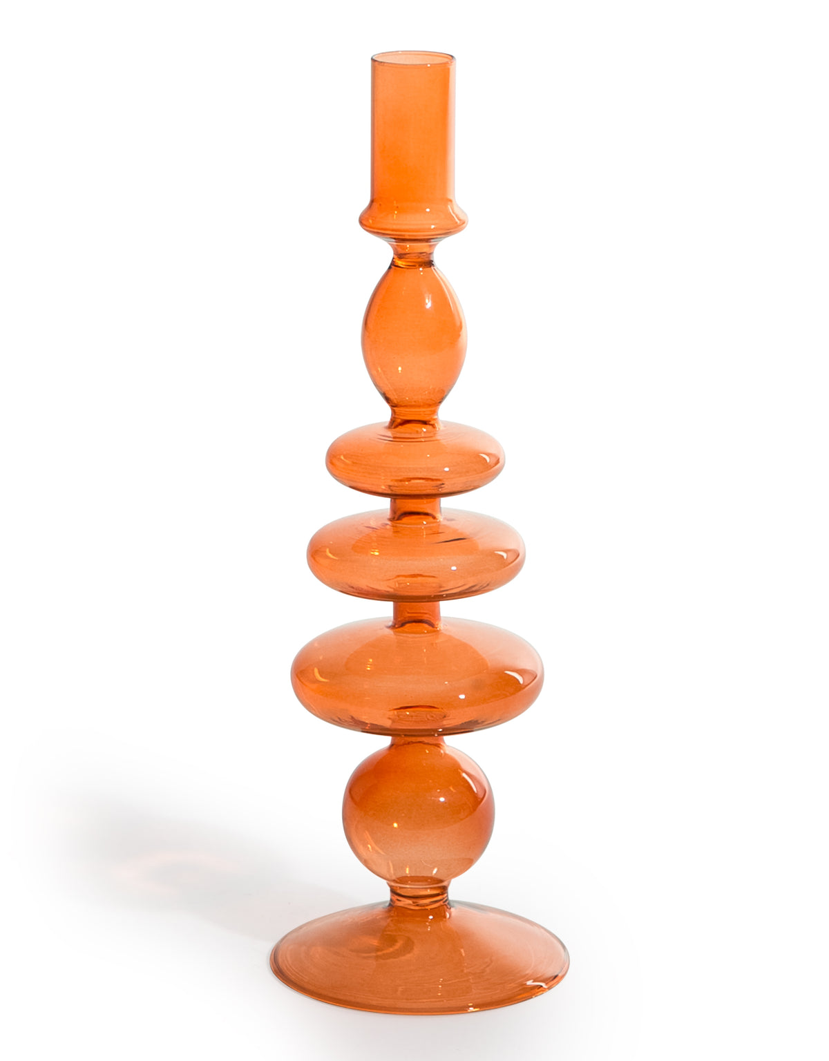Red / Burnt Orange Glass Candle Holder