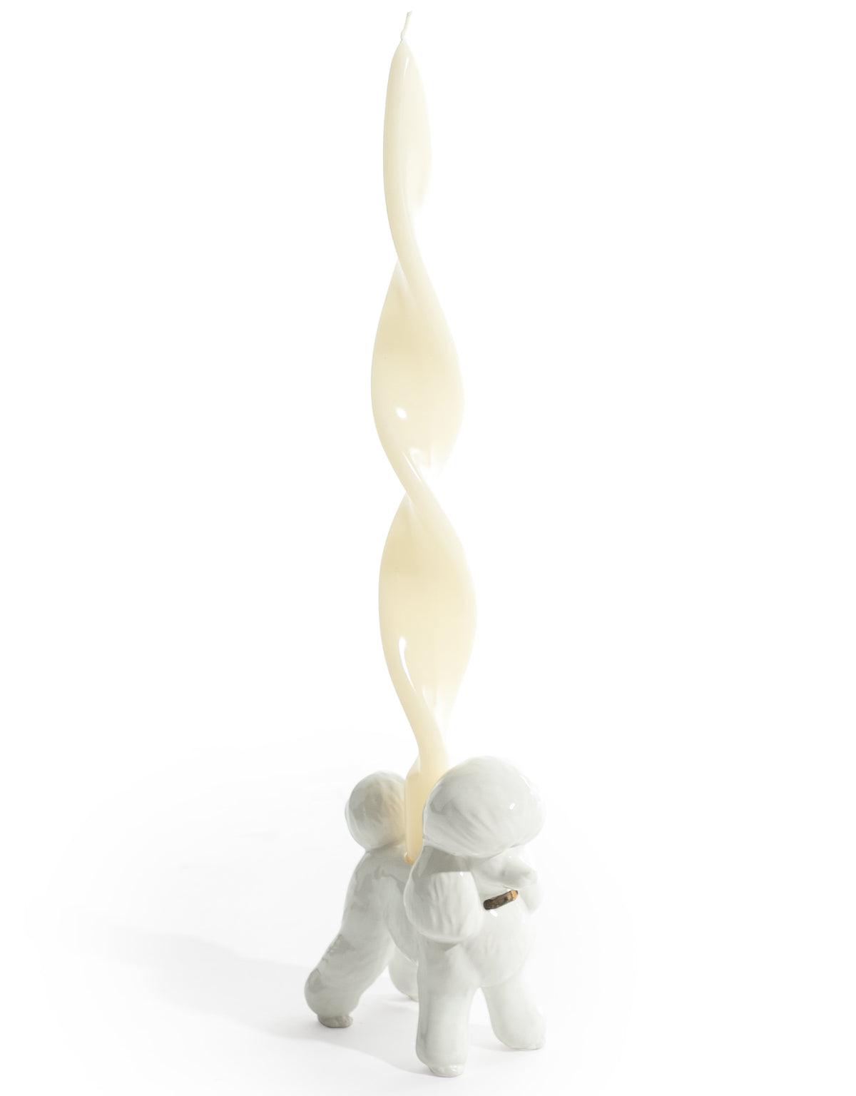 White Poodle Ceramic Candle Holder
