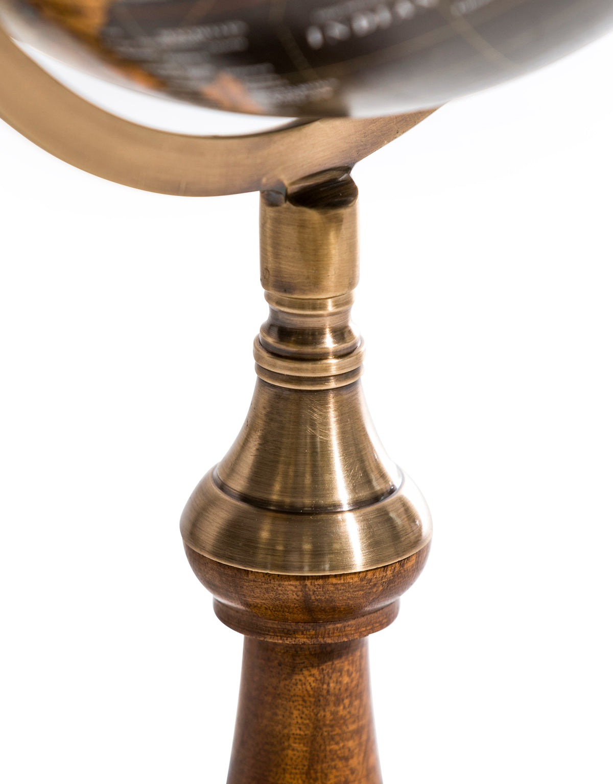 Antique Black Globe on Brass & Wood Stand