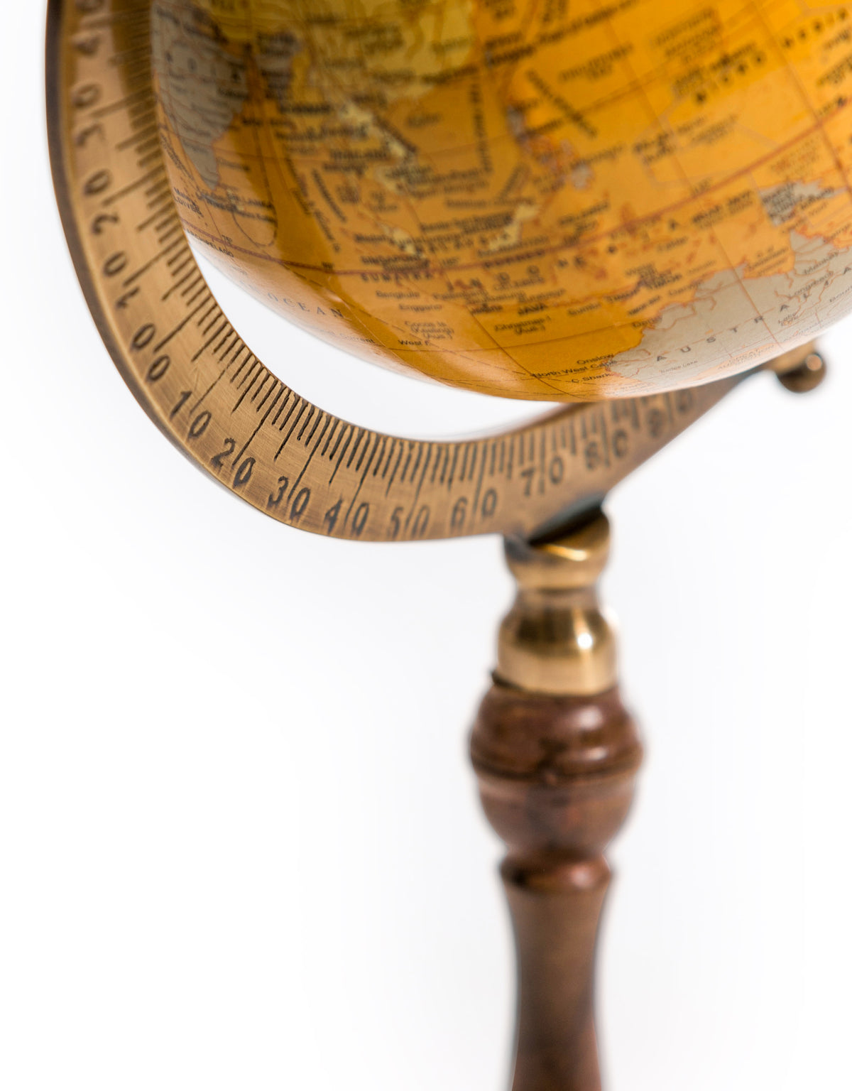 Antique Brown Globe on Wooden Stand