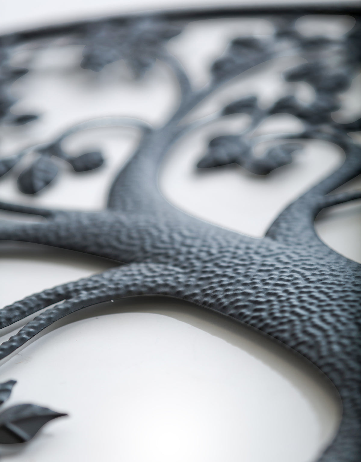 Large Matt Black Hammered-Effect "Tree of Life" Wall Decor