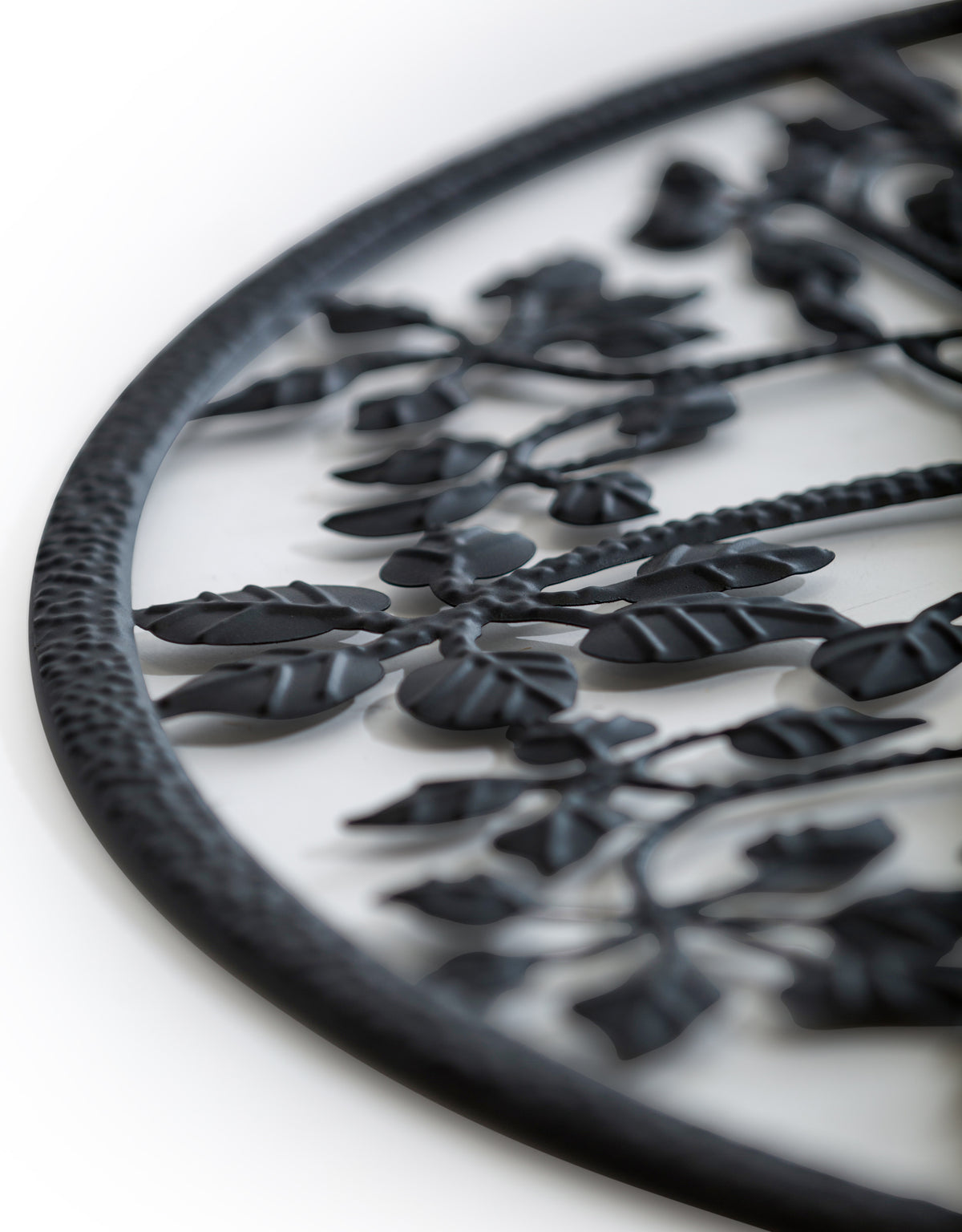 Large Matt Black Hammered-Effect "Tree of Life" Wall Decor