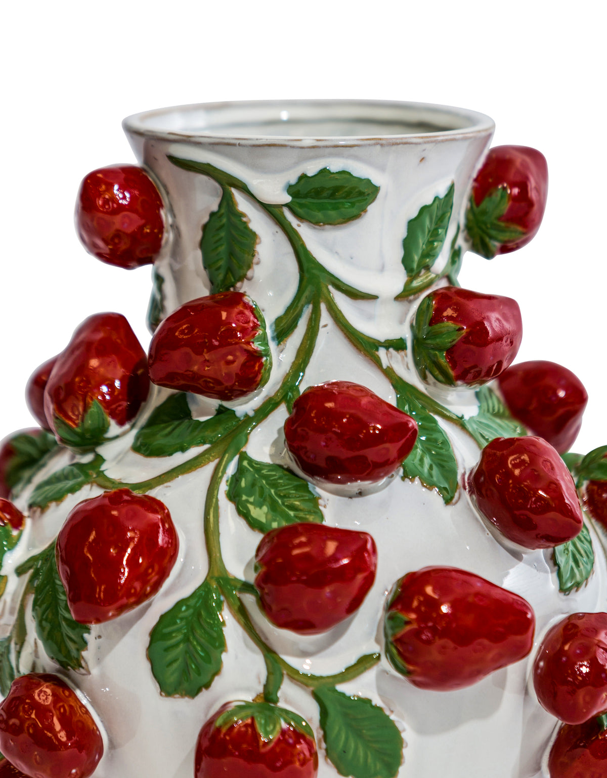 Hand Painted Ceramic Strawberry Vine Vase