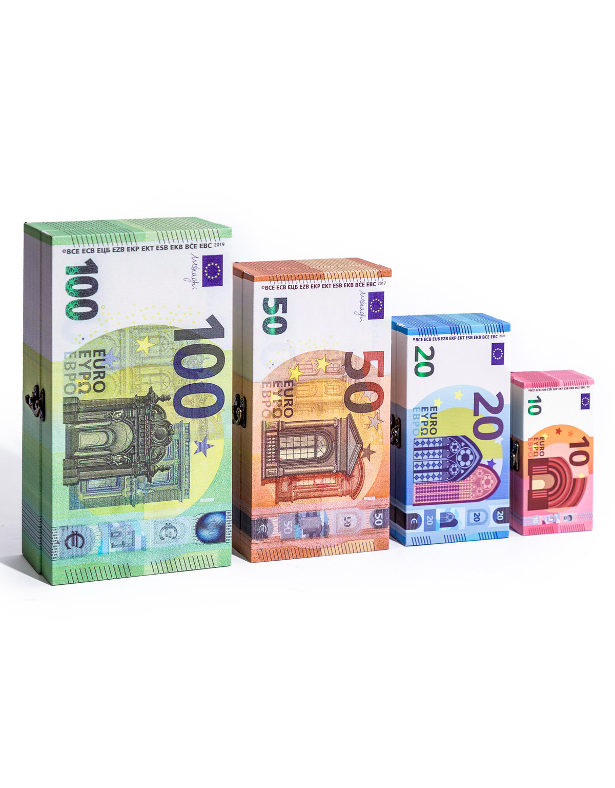 Set of 4 Euro Cash Notes Storage Boxes