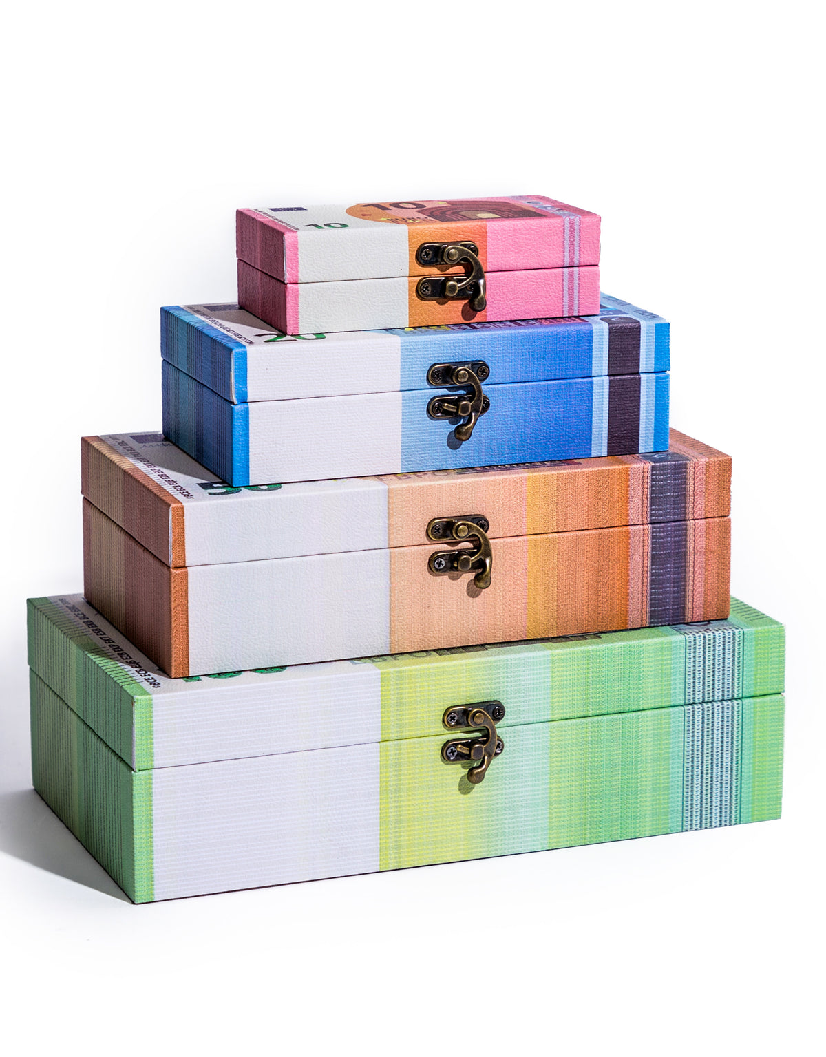 Set of 4 Euro Cash Notes Storage Boxes