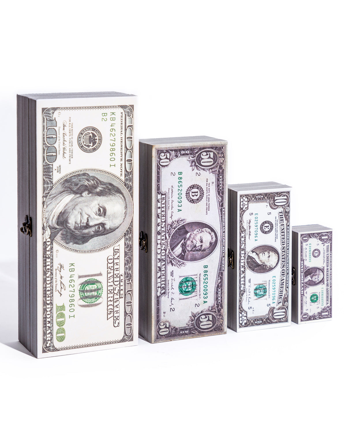 Set of 4 Dollar Cash Notes Storage Boxes