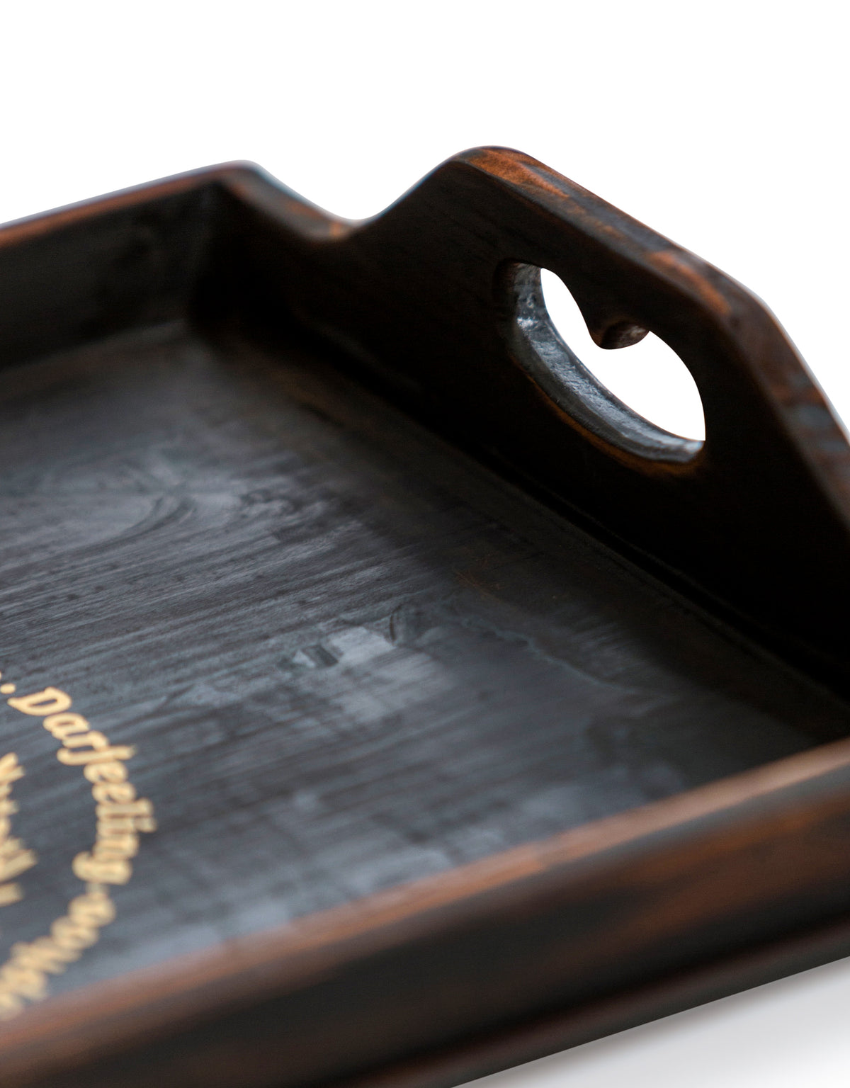 Set of 2 Antique Black Wooden 'Finest Tea' Trays