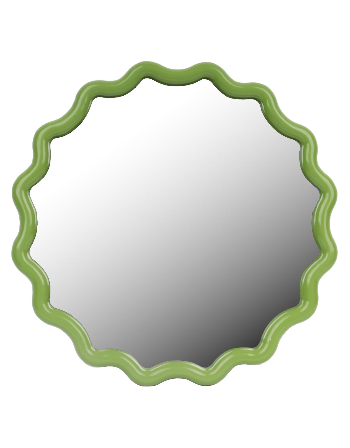 Lime Green Wave Framed Wall Mirror