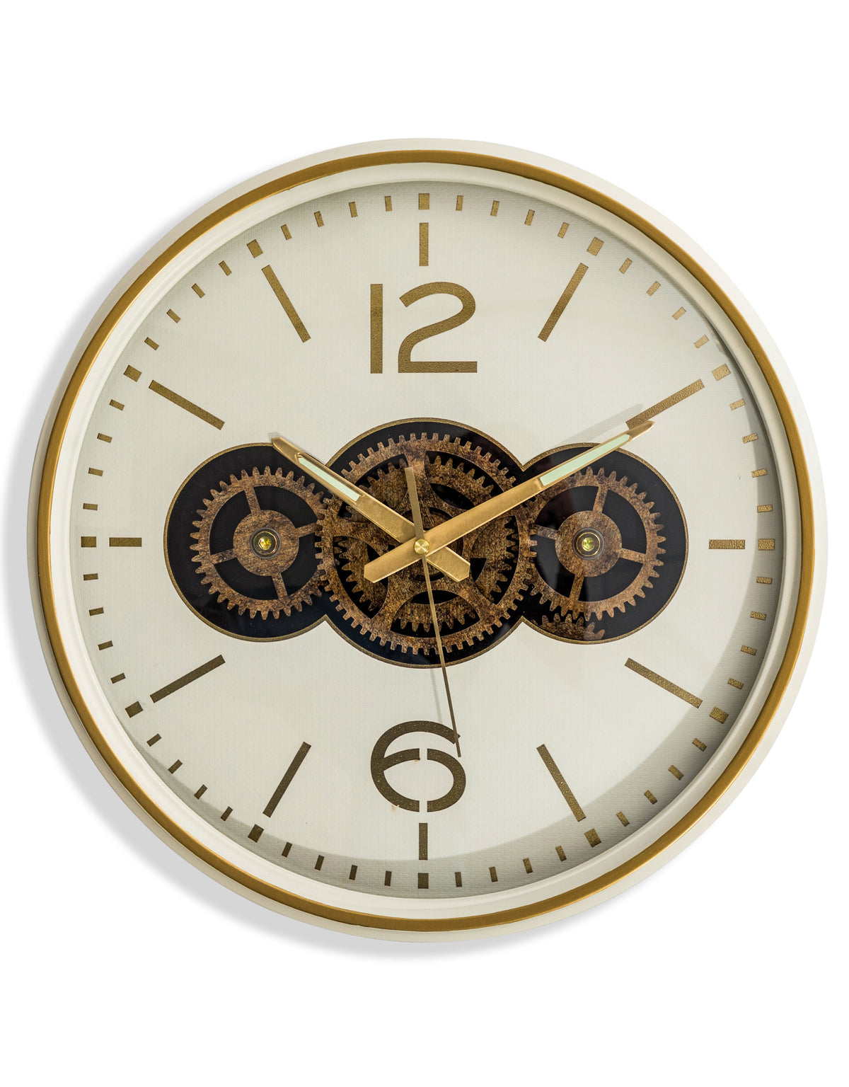 White / Cream Moving Gears Clock