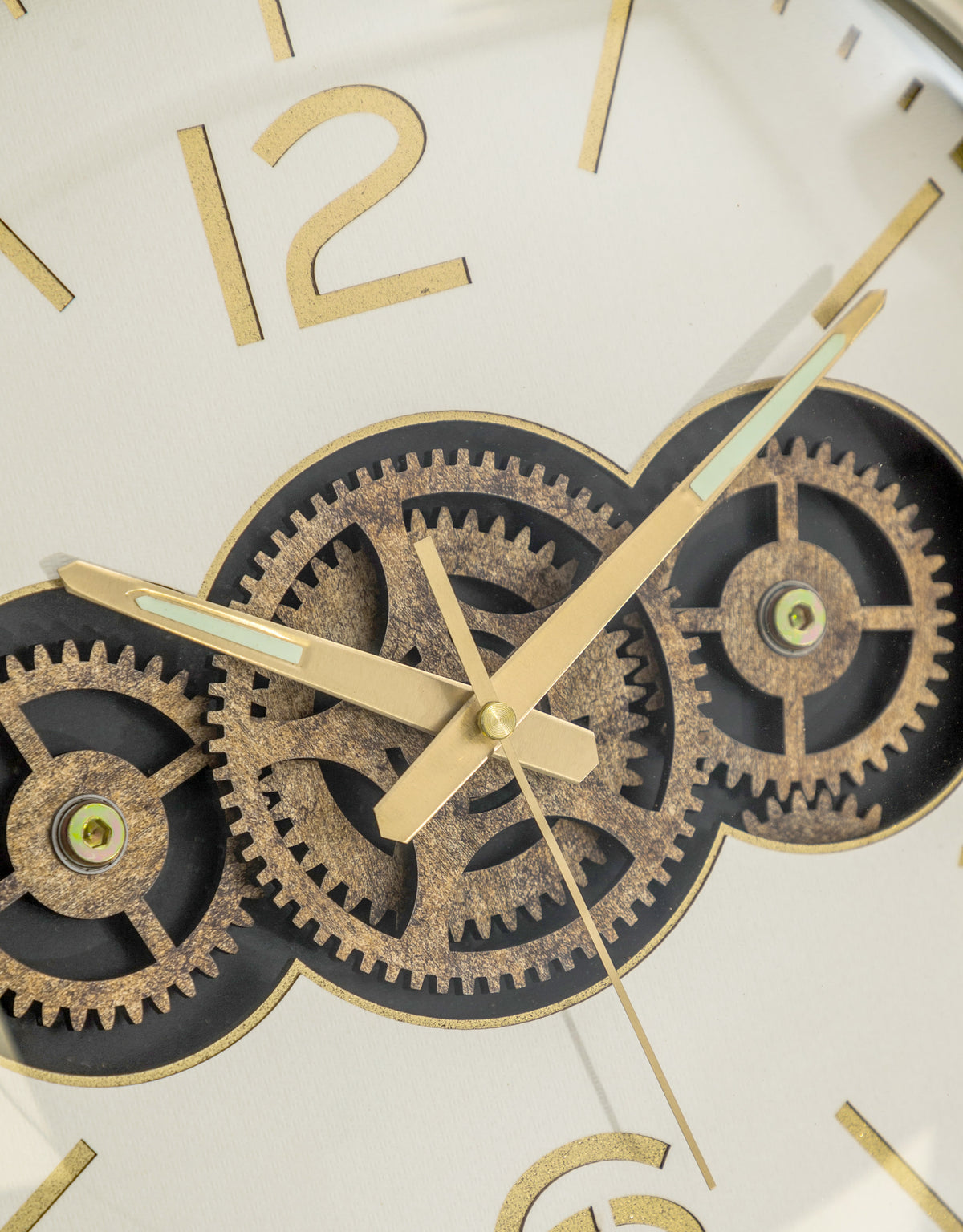 White / Cream Moving Gears Clock