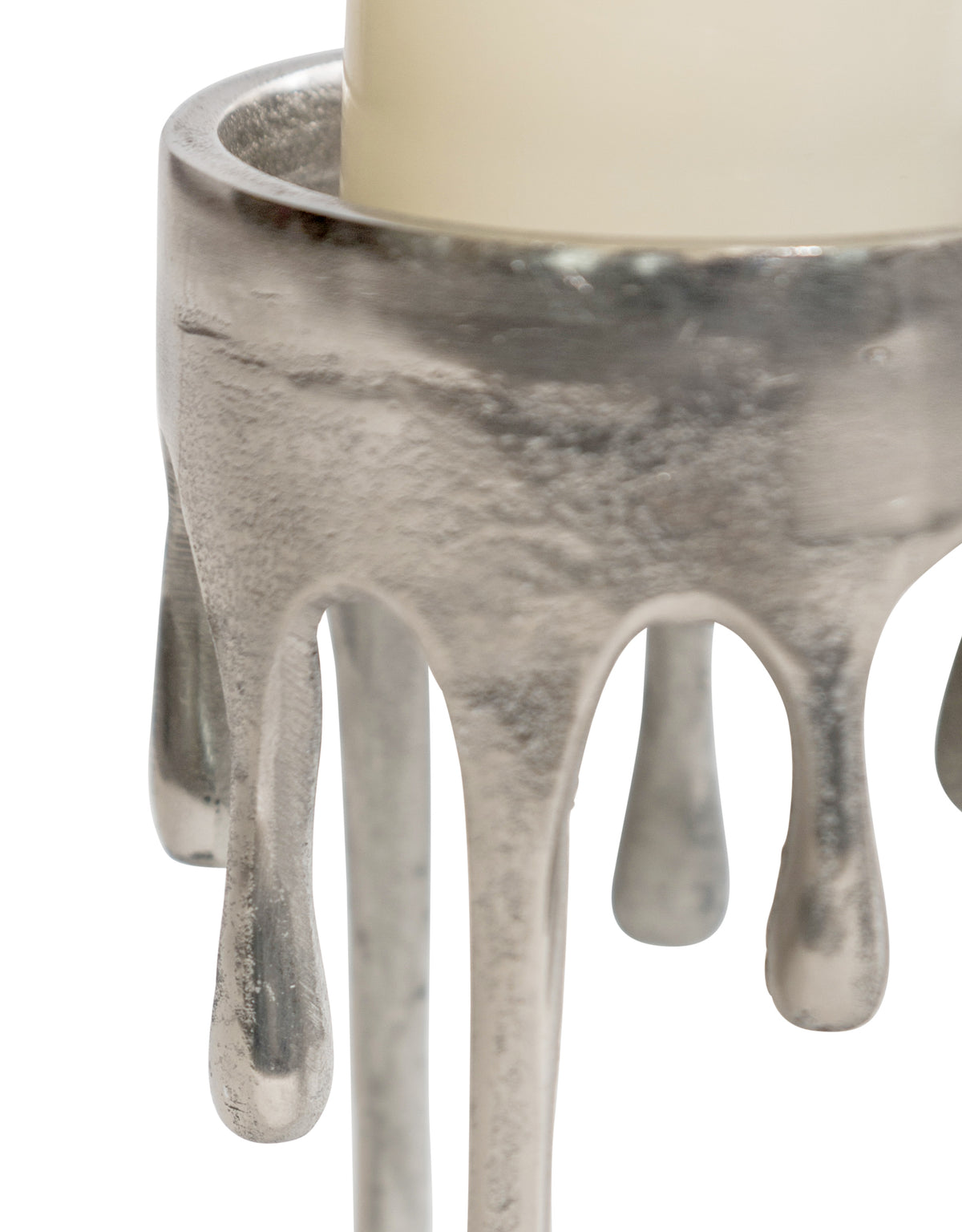 Large Raw Nickel "Dali" Drip Candle Holder