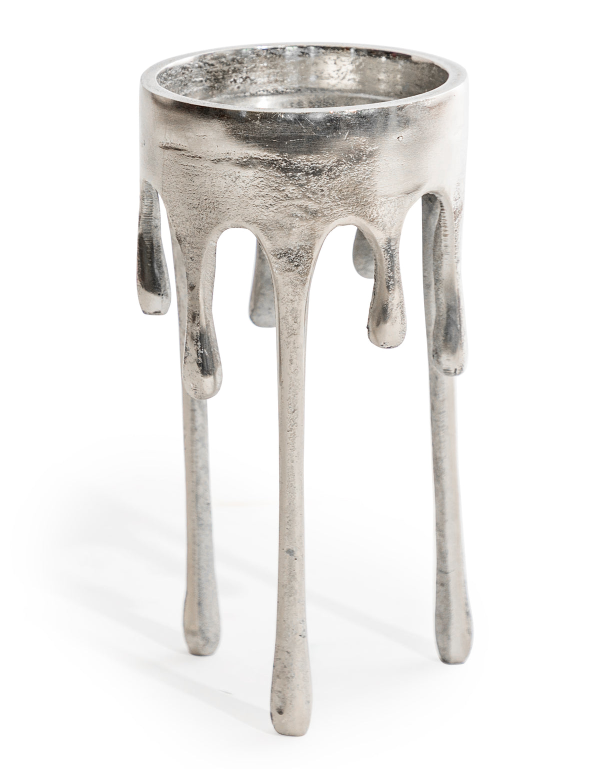 Large Raw Nickel "Dali" Drip Candle Holder