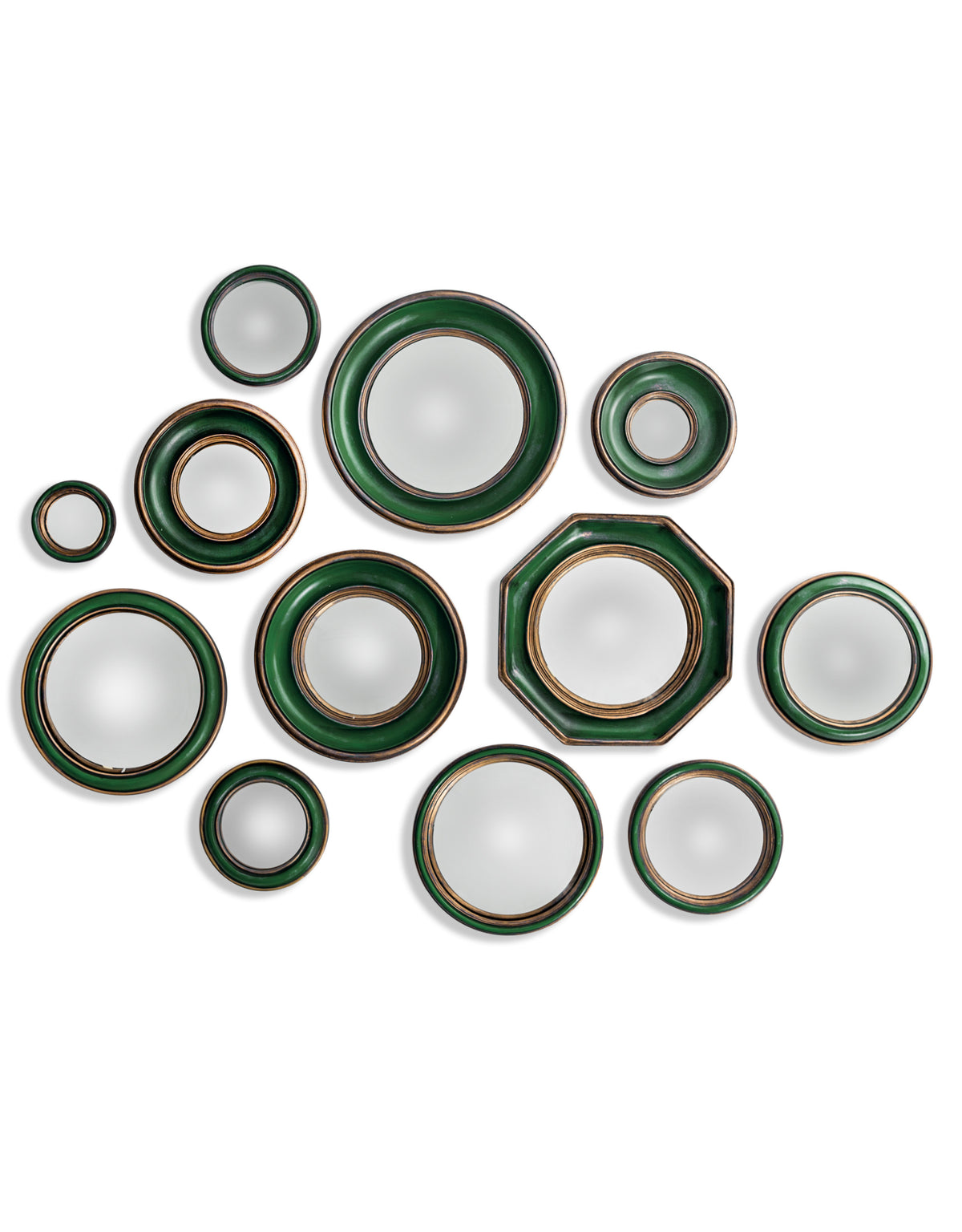 Set of 36 Blue/Red/Green With Gold Inner Frame Convex Mirrors