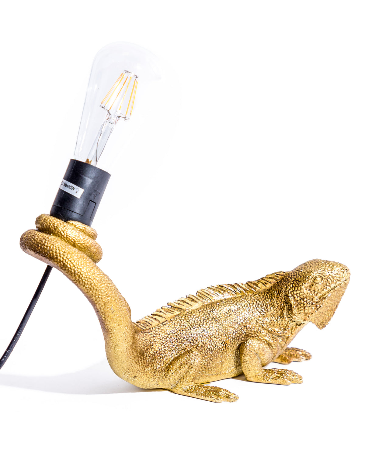 Antique Gold Iguana Wall / Table Lamp