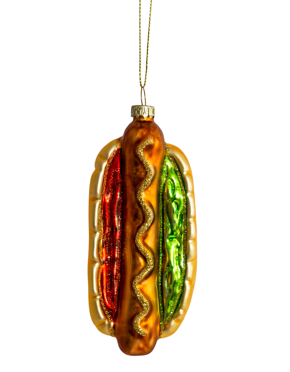 Hot Dog Decorative Glass Hanging Ornament