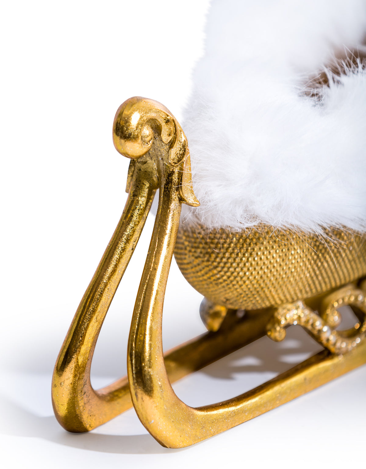 Gold Beaded Fur Sleigh Bottle Holder / Storage Bowl