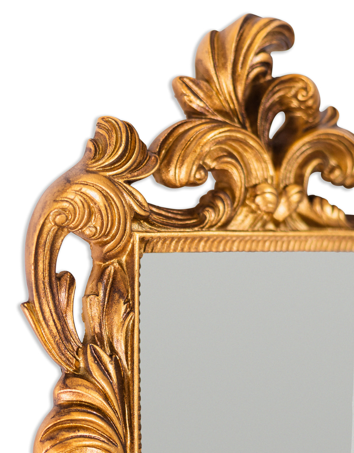 Antique Gold Ornate Baroque Wall Mirror w/ Shelf