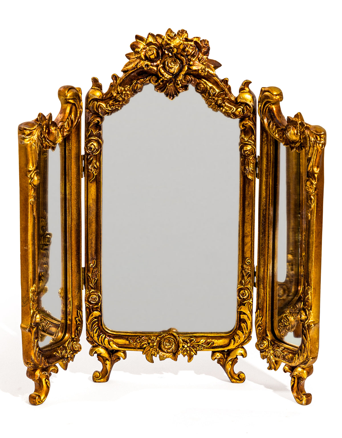 Antique Gold Ornate Floral Dressing Table Mirror