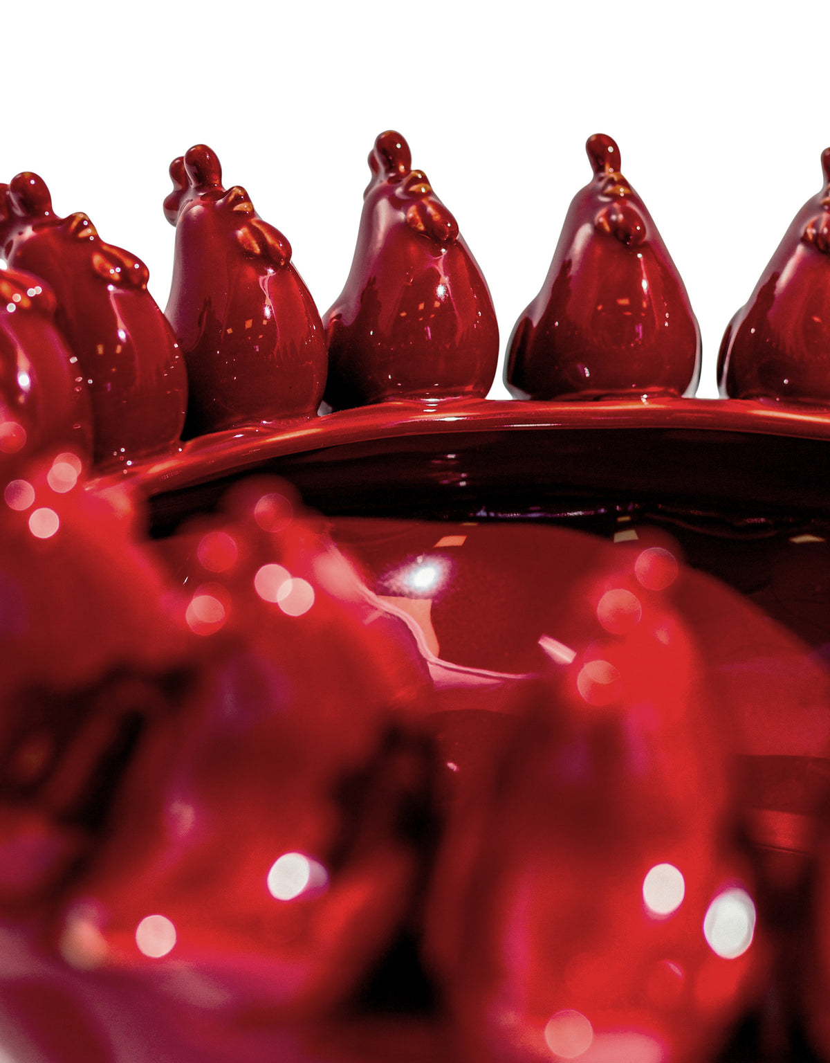 Multi Red Rooster/Chicken Ceramic Bowl