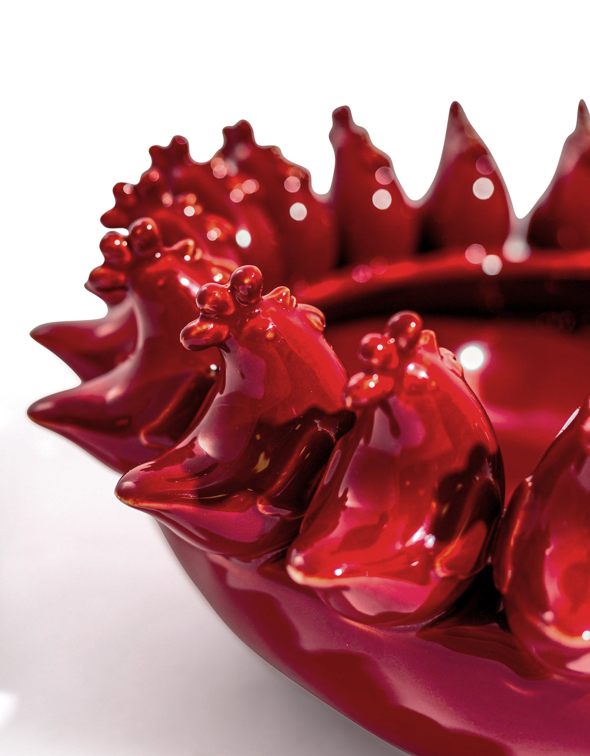 Multi Red Rooster/Chicken Ceramic Bowl