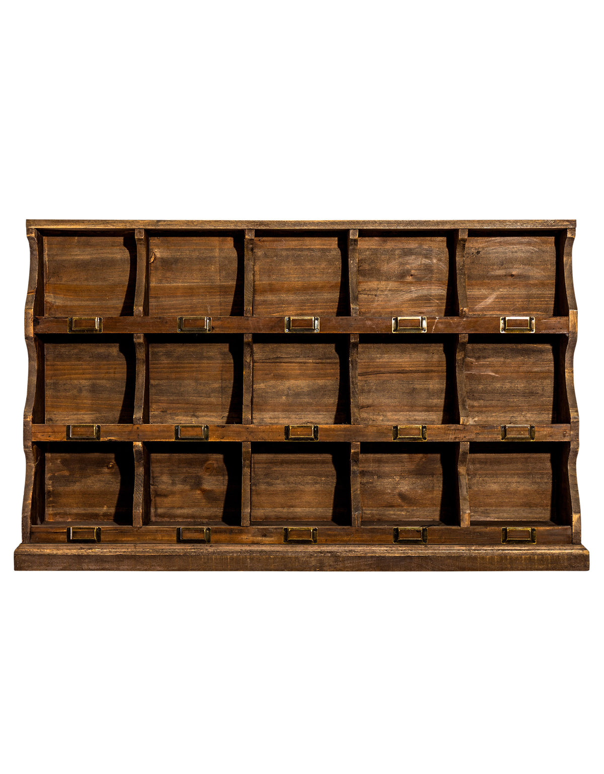 Rustic Wooden "Arundel" 15 Pigeon-Hole Wall Storage Unit