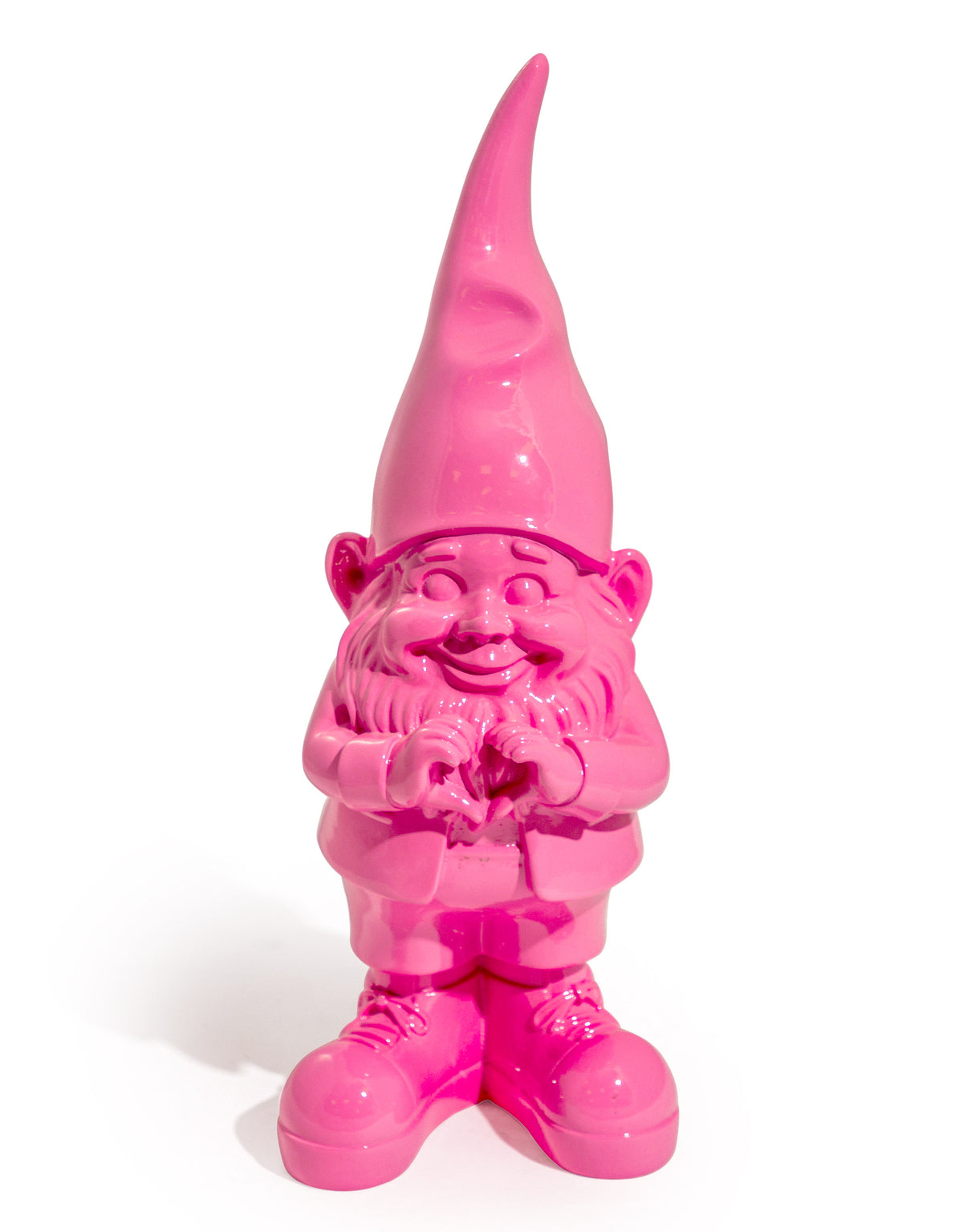 Medium Bright Pink "Heart Hands" Gnome Figure