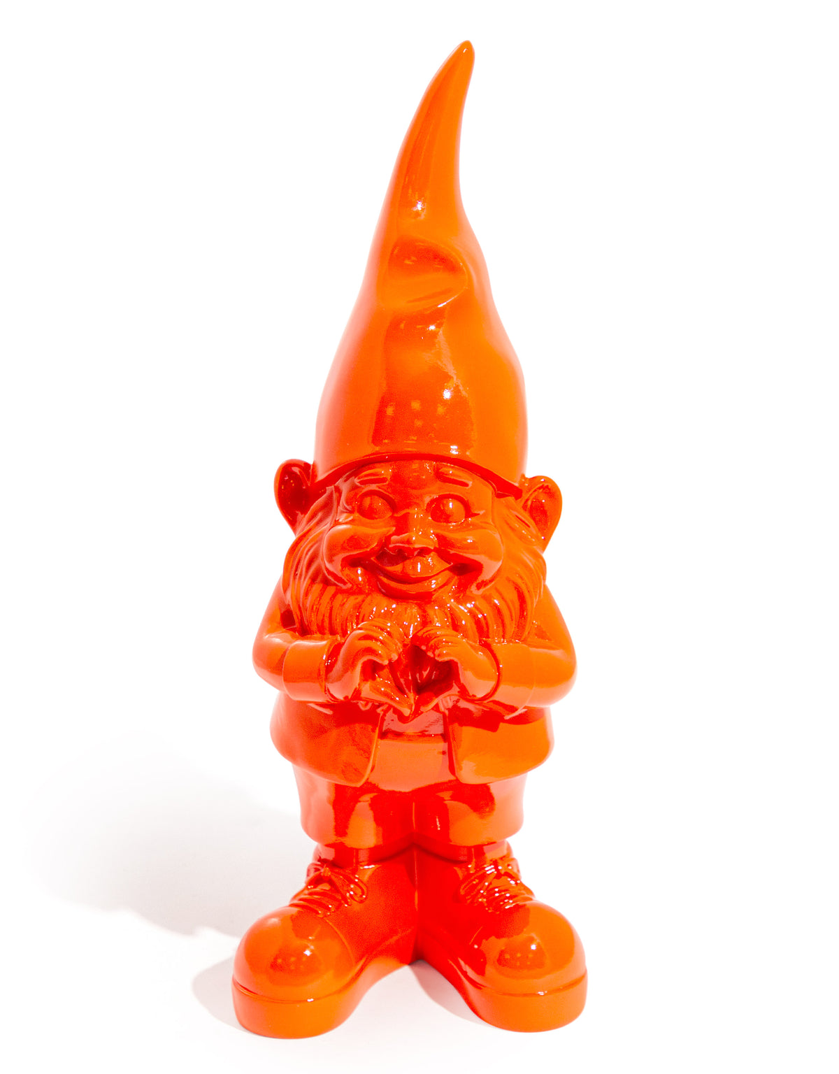 Medium Bright Orange "Heart Hands" Gnome Figure