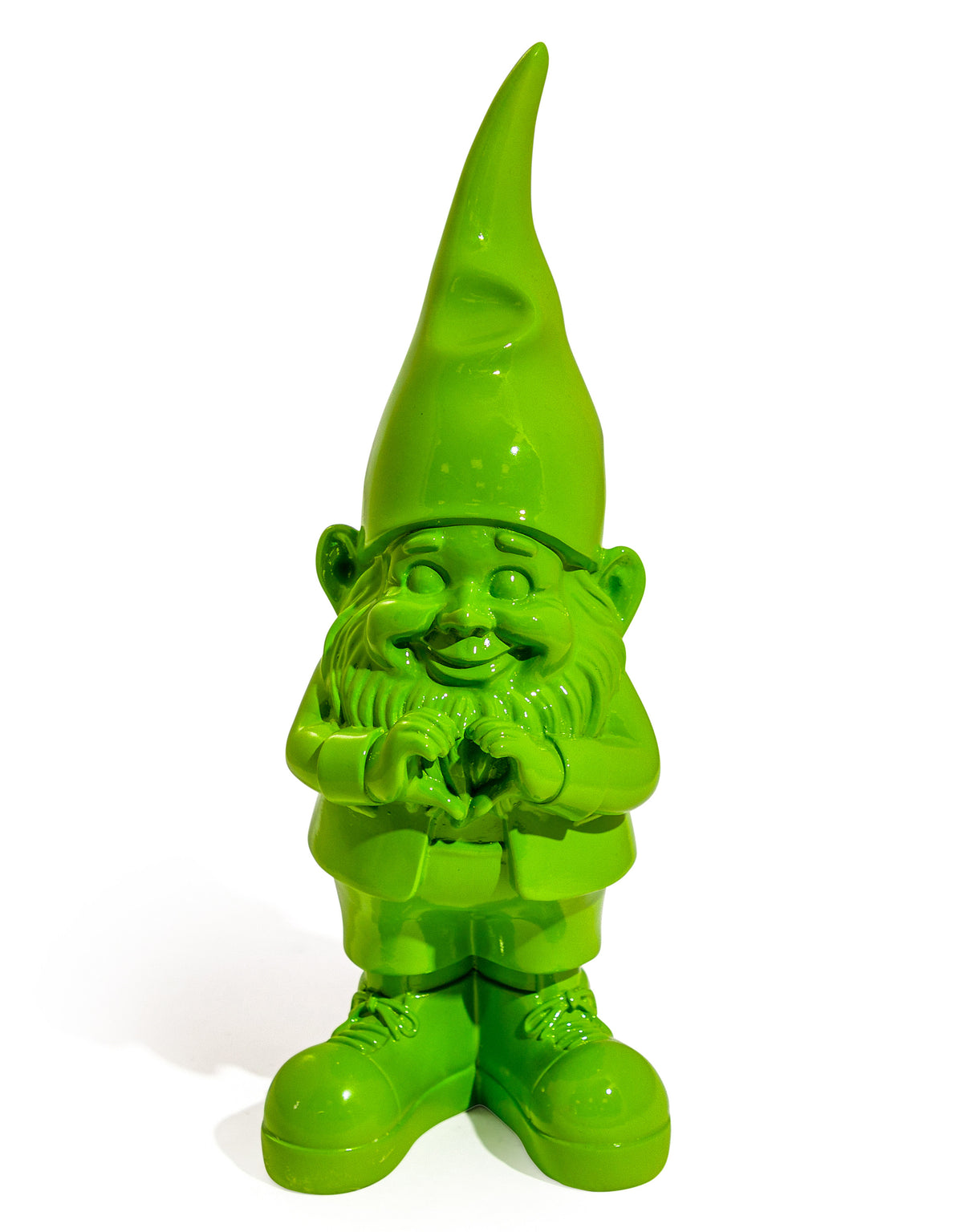 Medium Bright Green "Heart Hands" Gnome Figure
