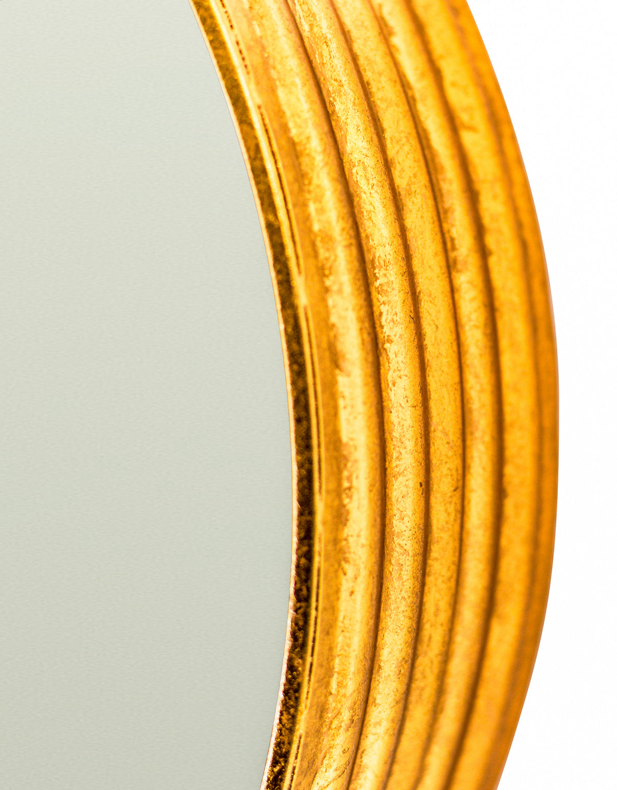 Gold Leaf Ribbed Cylinder Mirror 30cm