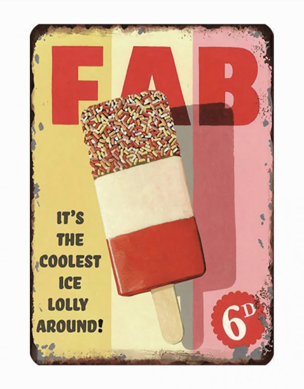 Large Retro Metal Ice Lolly Wall Sign 50x70cm