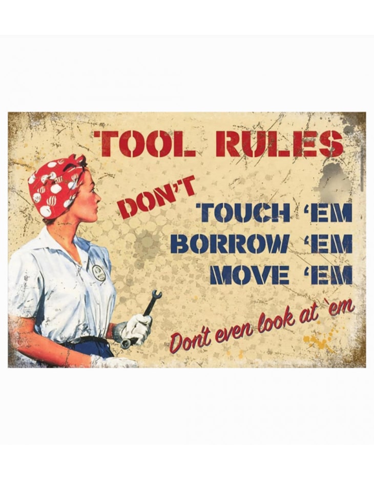 Large Retro Metal "Tool Rules" Wall Sign 50x70cm