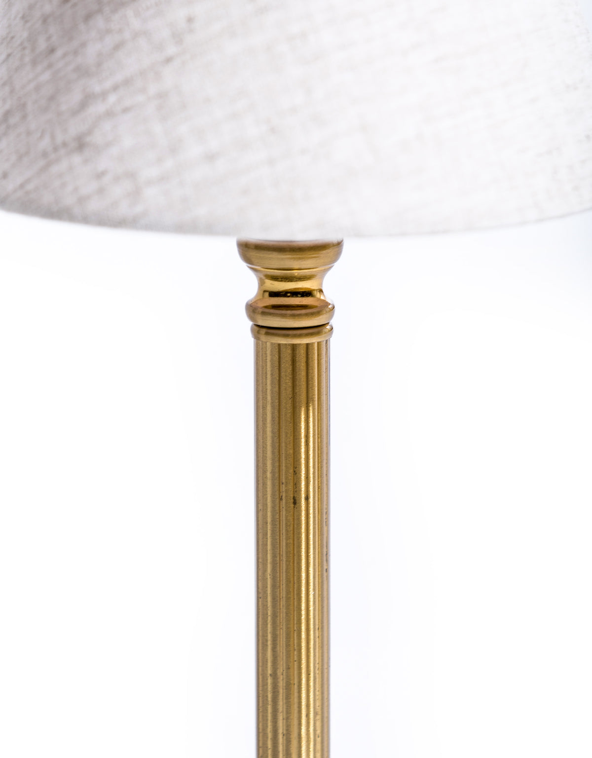 Ribbed Brass Rechargeable Table Lamp with Oatmeal Shade
