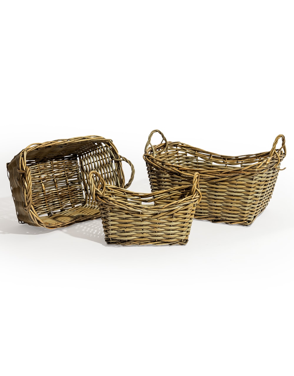 Set of 3 Rustic Woven Storage Baskets