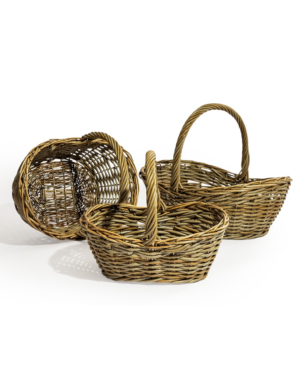 Set of 3 Rustic Woven "Picker" Baskets