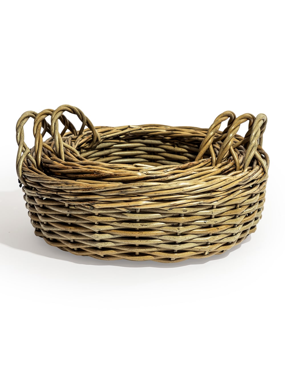 Set of 3 Rustic Woven Round Storage Baskets